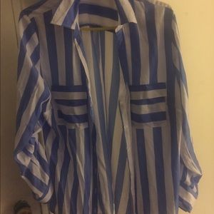 NY and Co. Blue and white button down shirt